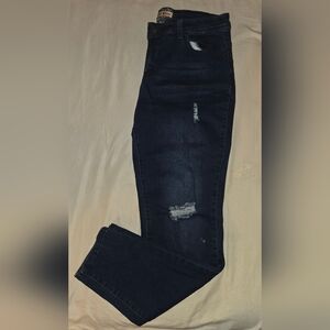 Hot Kiss Women's Dark Blue Distressed Skinny Jeans